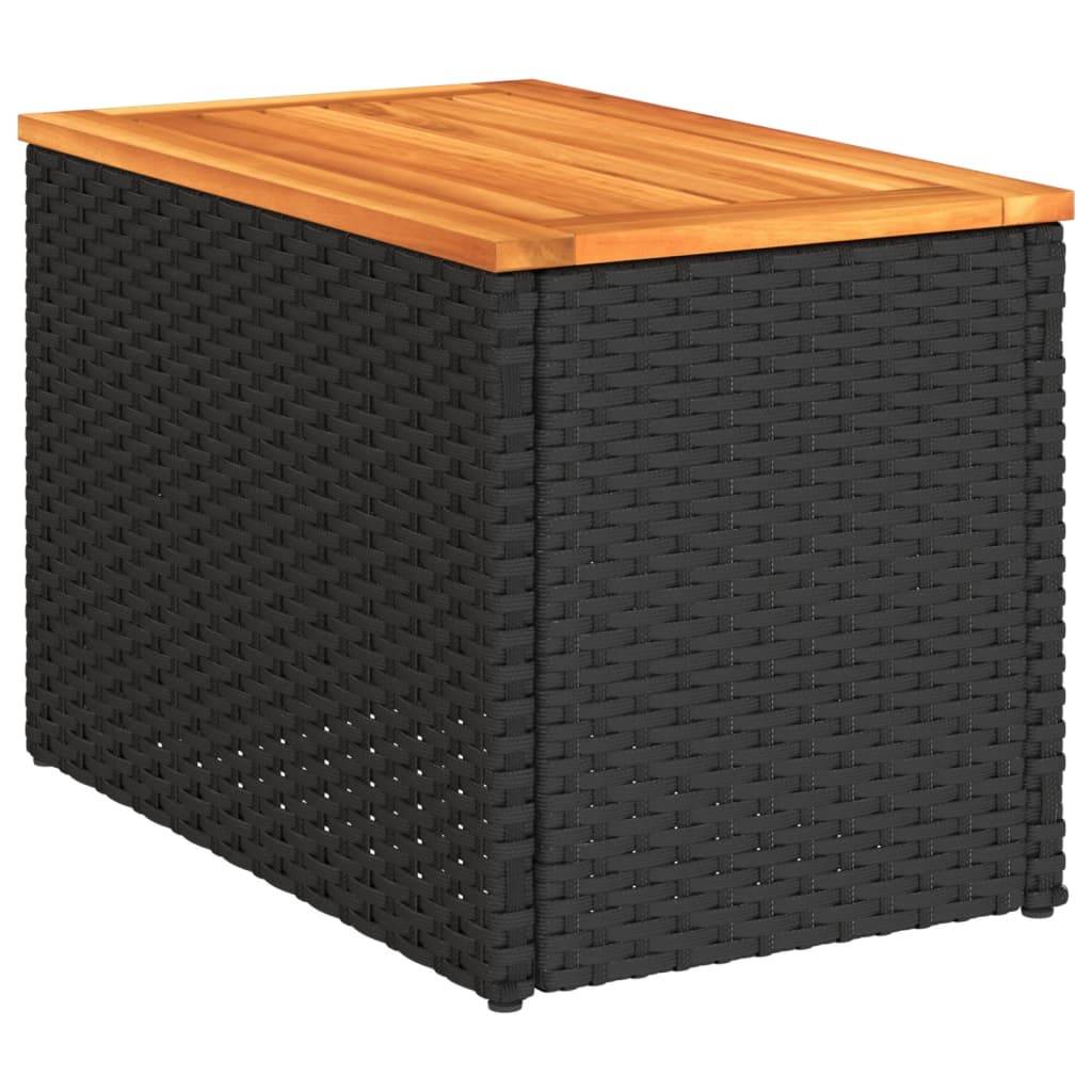 Maison Chic - Lot de 2 Tables d'extérieur - Tables d'appoint de jardin - Tables de jardin noir 55x34x37 cm rotin bois massif - Image 5