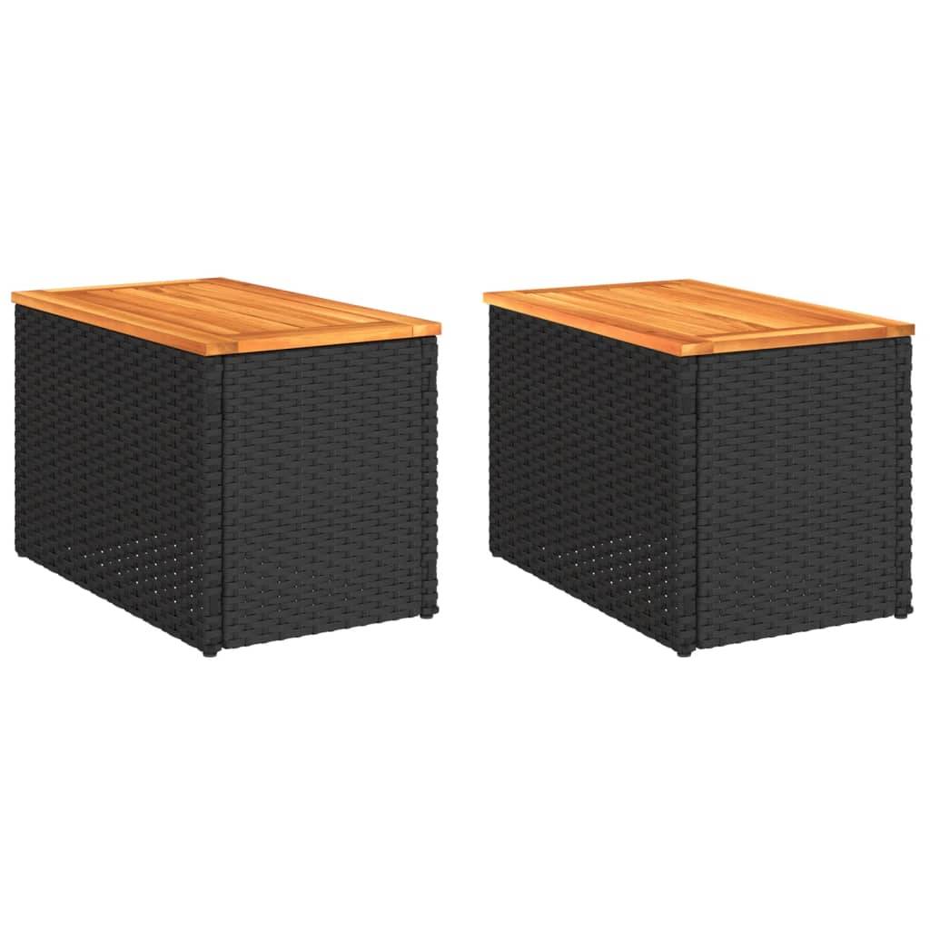 Maison Chic - Lot de 2 Tables d'extérieur - Tables d'appoint de jardin - Tables de jardin noir 55x34x37 cm rotin bois massif - Image 1