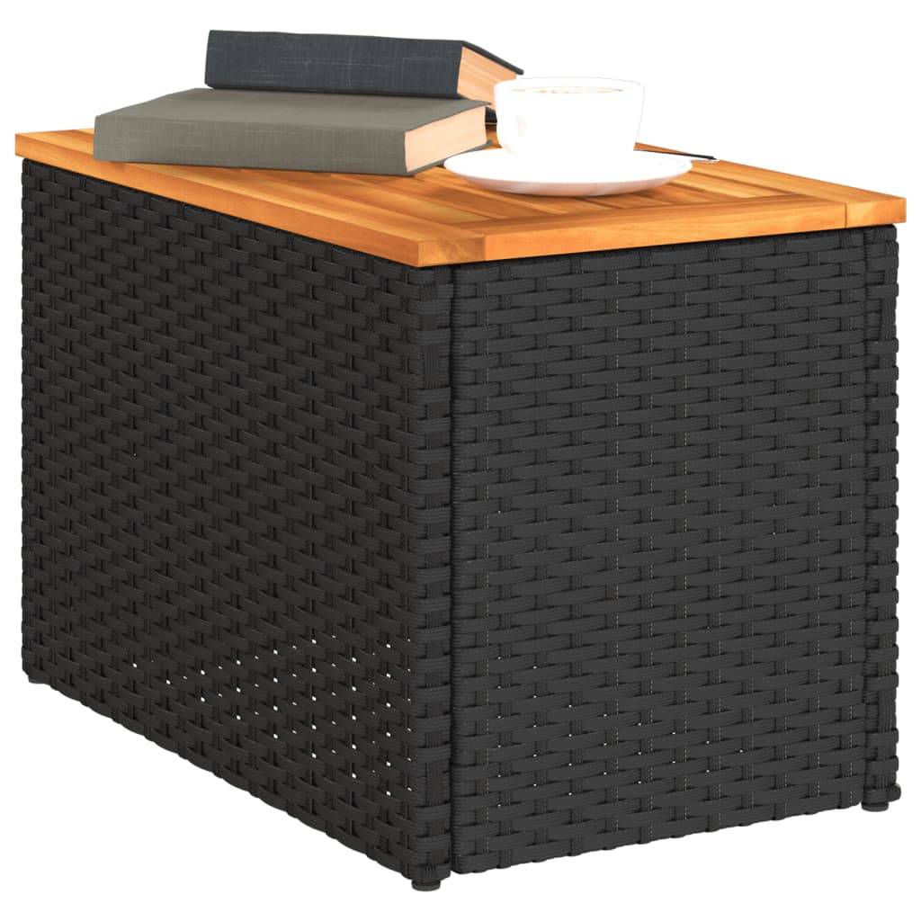 Maison Chic - Lot de 2 Tables d'extérieur - Tables d'appoint de jardin - Tables de jardin noir 55x34x37 cm rotin bois massif - Image 4