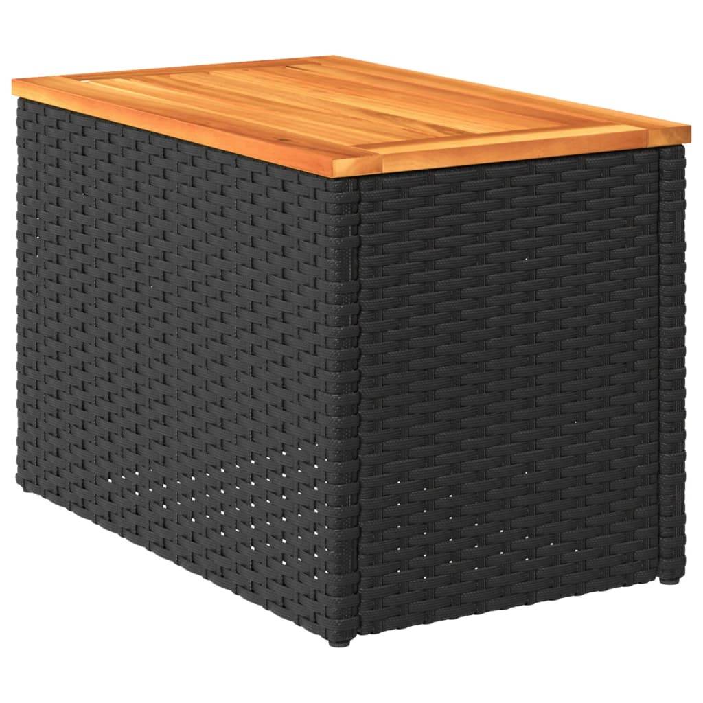 Maison Chic - Lot de 2 Tables d'extérieur - Tables d'appoint de jardin - Tables de jardin noir 55x34x37 cm rotin bois massif - Image 8