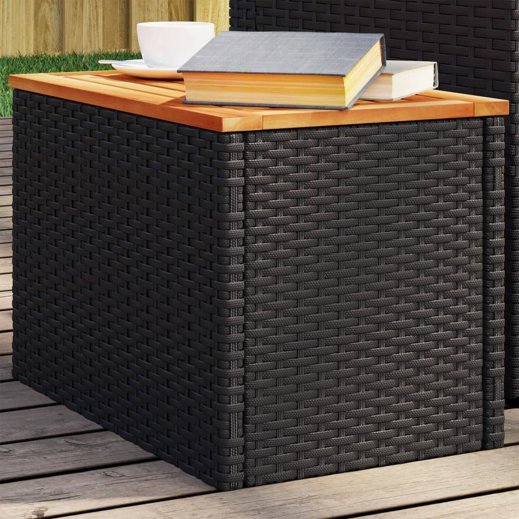 Maison Chic - Lot de 2 Tables d'extérieur - Tables d'appoint de jardin - Tables de jardin noir 55x34x37 cm rotin bois massif - Image 2