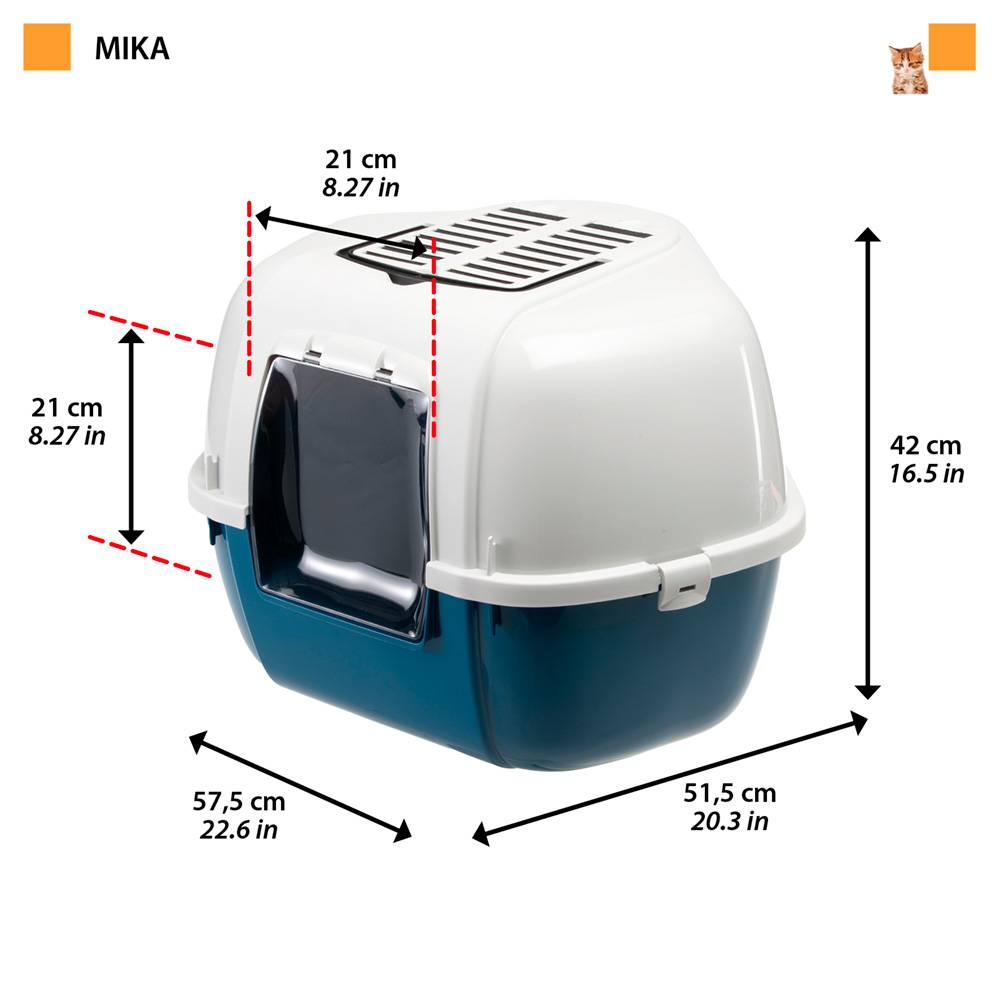 Ferplast - Ferplast Bac Litiere pour Chat, Maison de toilette pour Chat, Bac à litière d'angle, 2 filtres à charbon actif anti-odeur inclus, Porte battante - Imagen 2