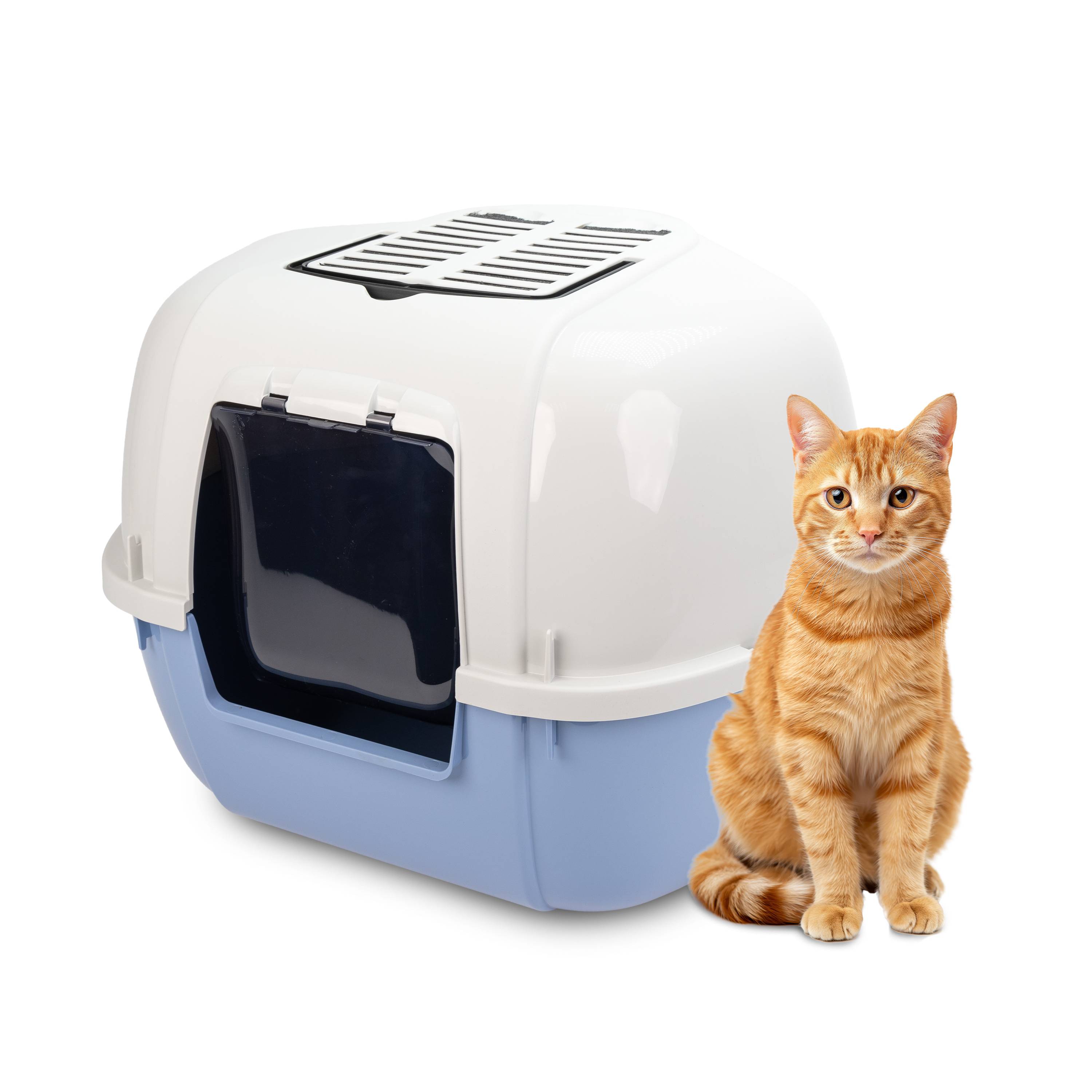Ferplast - Ferplast Bac Litiere pour Chat, Maison de toilette pour Chat, Bac à litière d'angle, 2 filtres à charbon actif anti-odeur inclus, Porte battante - Imagen 9