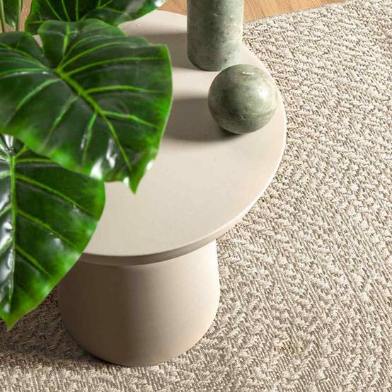 Tapis Carré de Terrasse Aspect Jute en PP Facile d'Entretien Crème 120x120 cm – ComfortXL Outdoor Living - Imagen 2