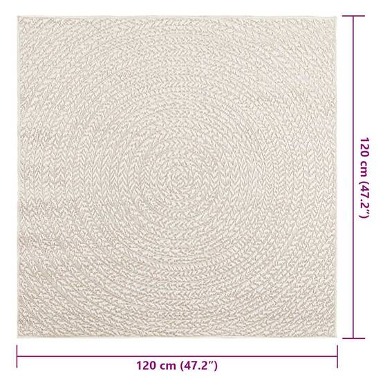 Tapis Carré de Terrasse Aspect Jute en PP Facile d'Entretien Crème 120x120 cm – ComfortXL Outdoor Living - Imagen 9