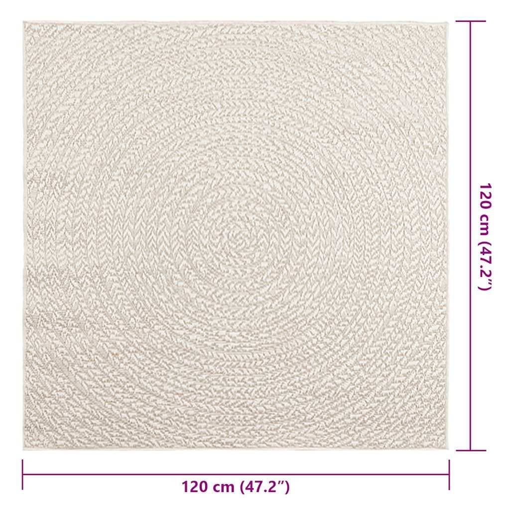 Tapis Carré de Terrasse Aspect Jute en PP Facile d'Entretien Crème 120x120 cm – ComfortXL Outdoor Living - Imagen 9