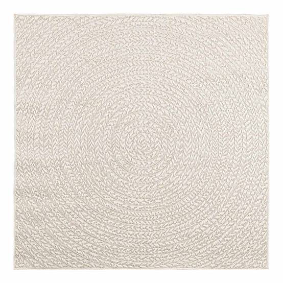 Tapis Carré de Terrasse Aspect Jute en PP Facile d'Entretien Crème 120x120 cm – ComfortXL Outdoor Living - Imagen 3