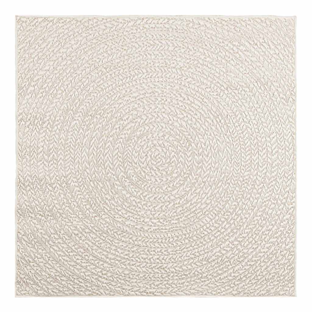Tapis Carré de Terrasse Aspect Jute en PP Facile d'Entretien Crème 120x120 cm – ComfortXL Outdoor Living - Imagen 3
