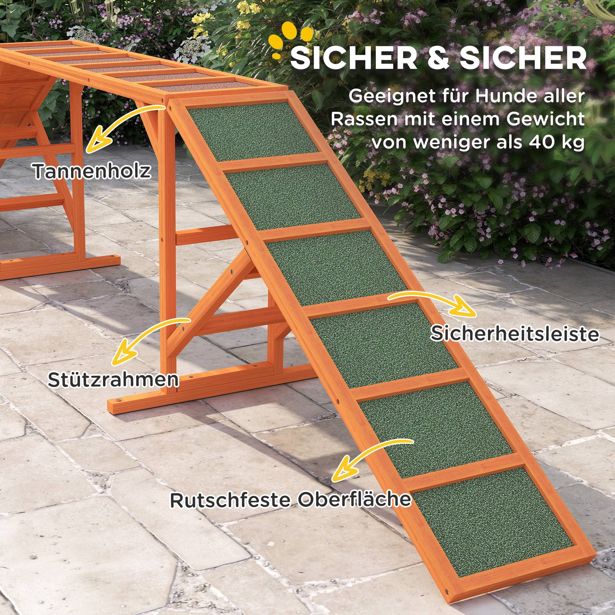 Rampe d'agilité pour chien bois orange 335 x 55 x 60 cm - PANGIVO - Image 8