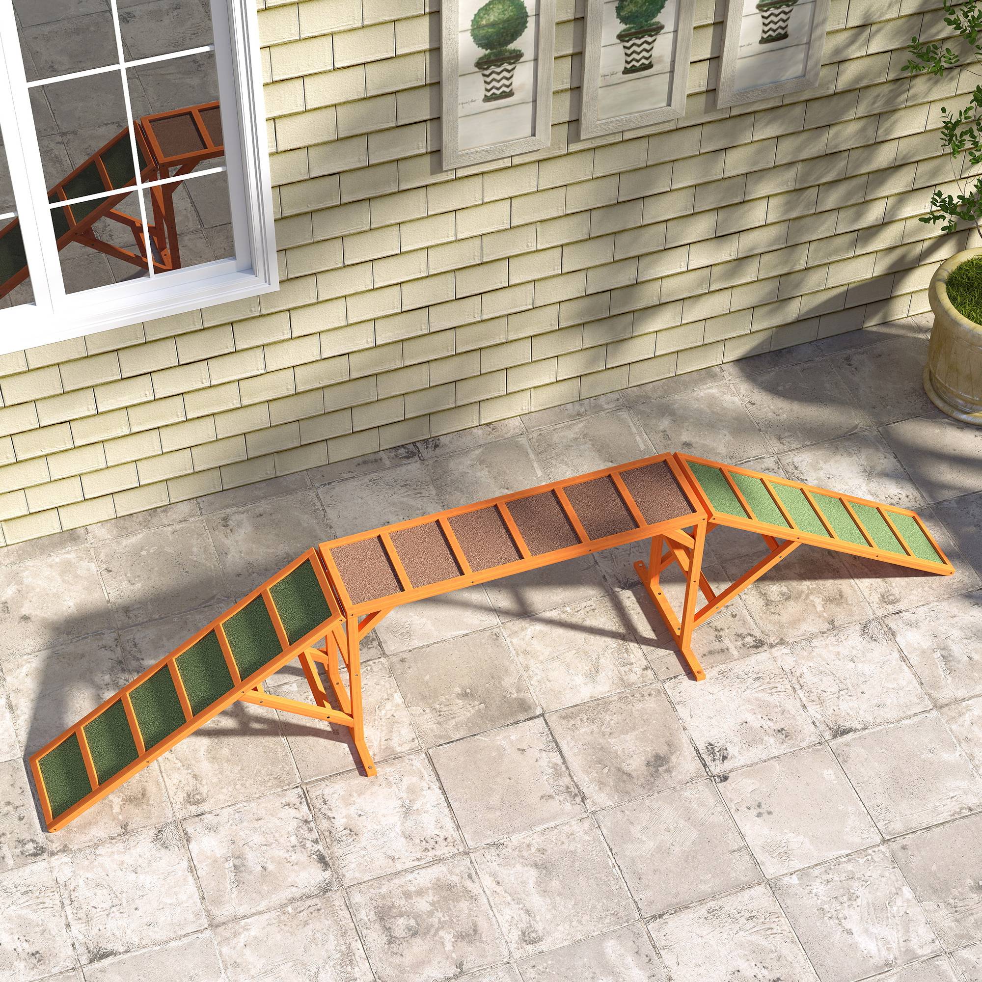 Rampe d'agilité pour chien bois orange 335 x 55 x 60 cm - PANGIVO - Image 9
