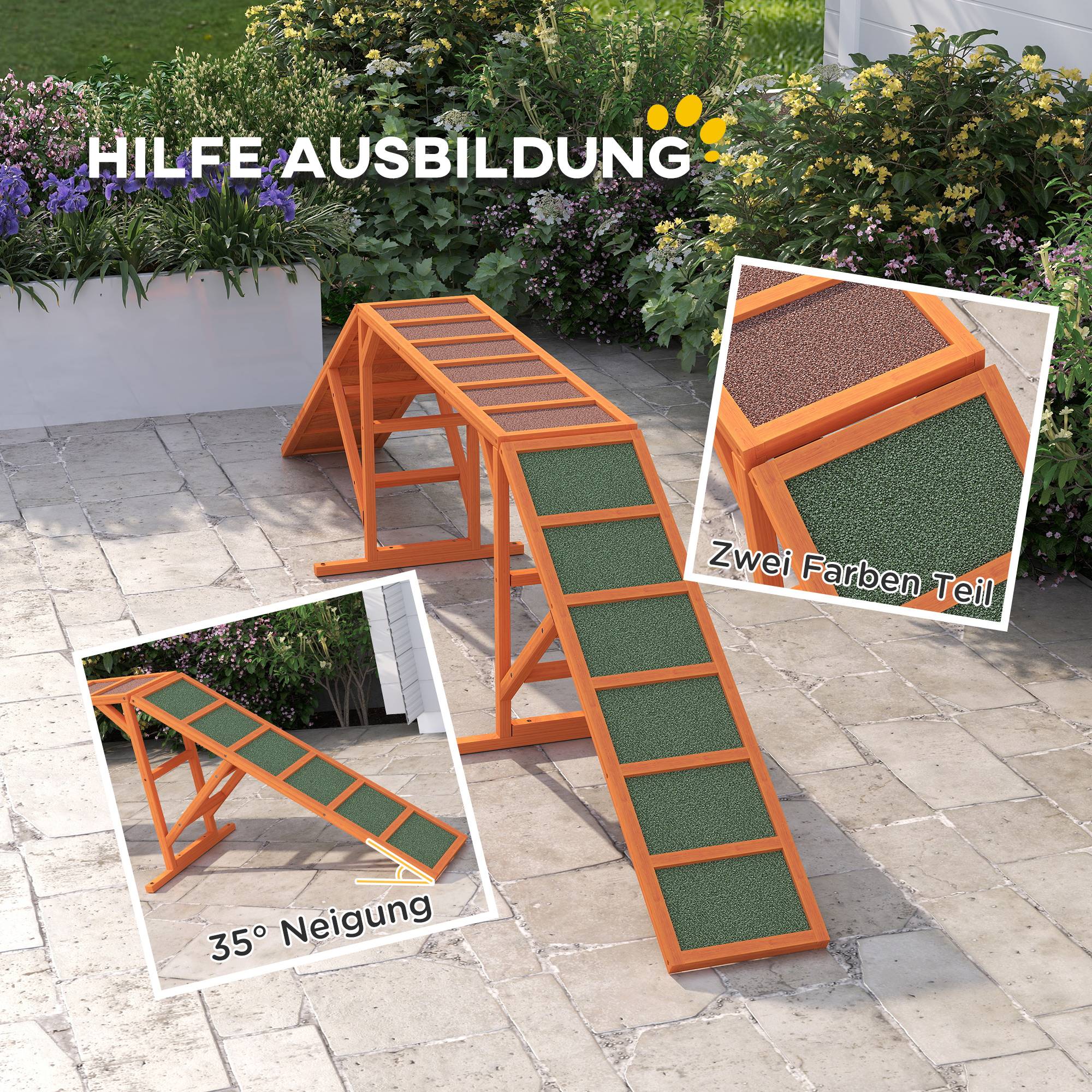 Rampe d'agilité pour chien bois orange 335 x 55 x 60 cm - PANGIVO - Image 7