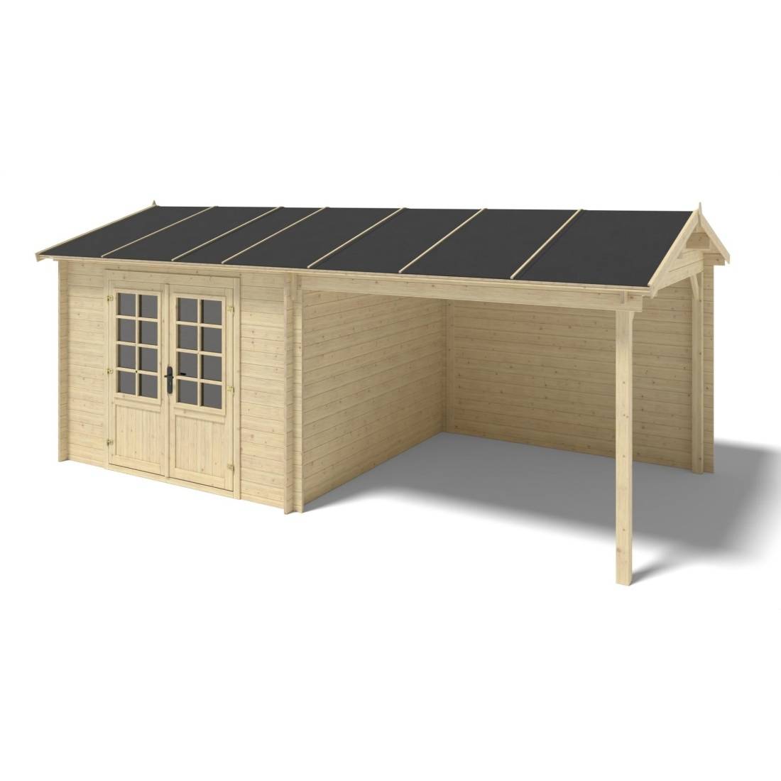 Altanka - Abri de jardin en bois - 18m2 - 5.79x3m - Ep. 28mm - Couleur: naturel - DOM764 - ALTANKA - Image 2
