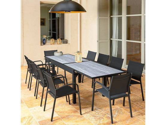 Table Jardin En Aluminium Extensible "lagos" - 200/320 X 105 X 76 Cm - Gris -habitat Et Jardin - Image 2