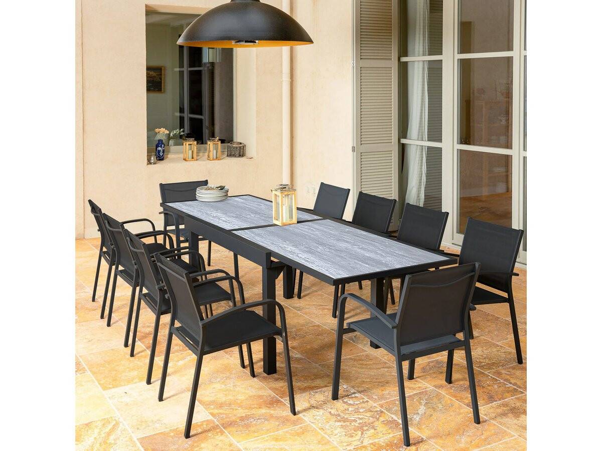 Table Jardin En Aluminium Extensible "lagos" - 200/320 X 105 X 76 Cm - Gris -habitat Et Jardin - Image 2