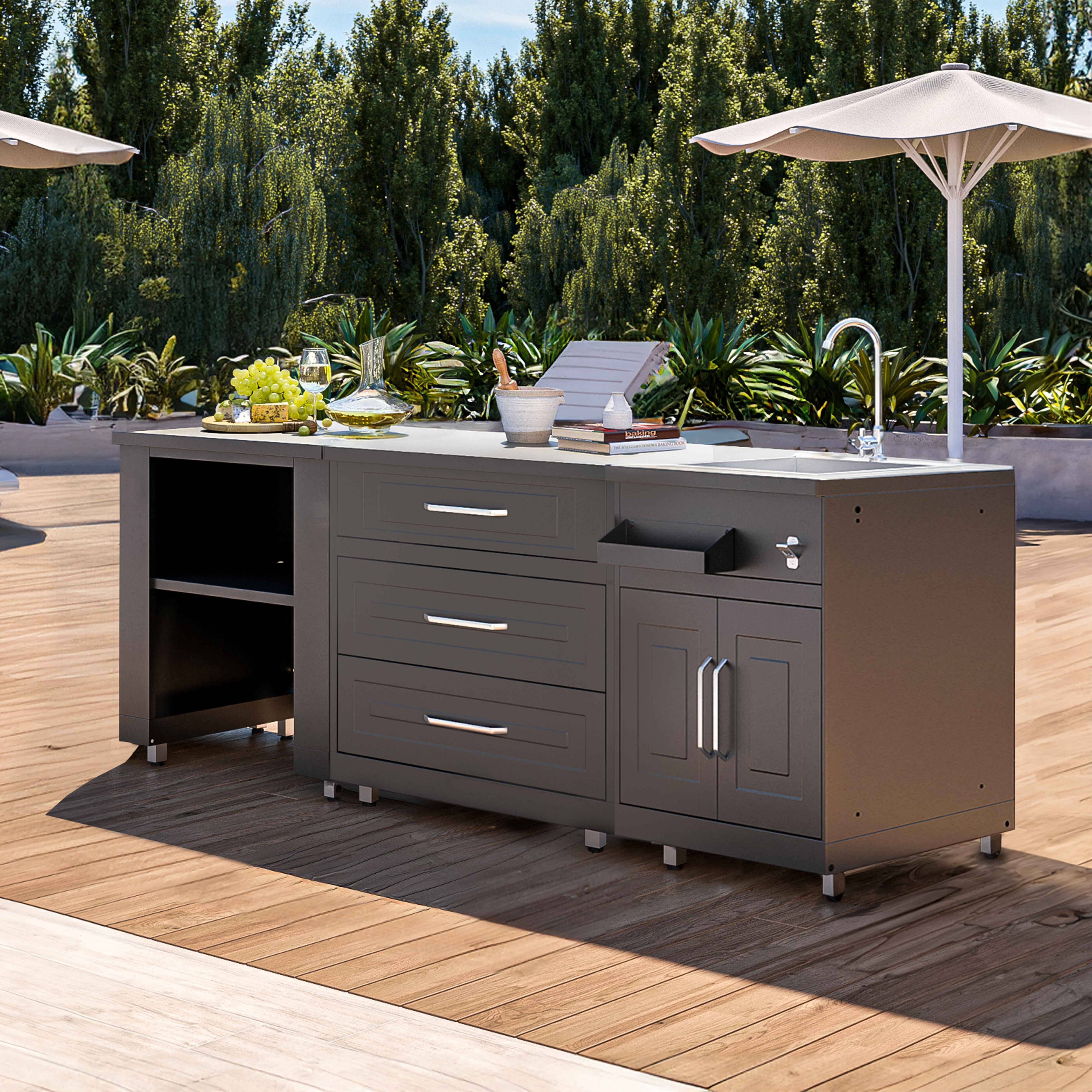 Oviala - Cuisine d'extérieur 3 éléments avec évier Memphis - Oviala - Imagen 1