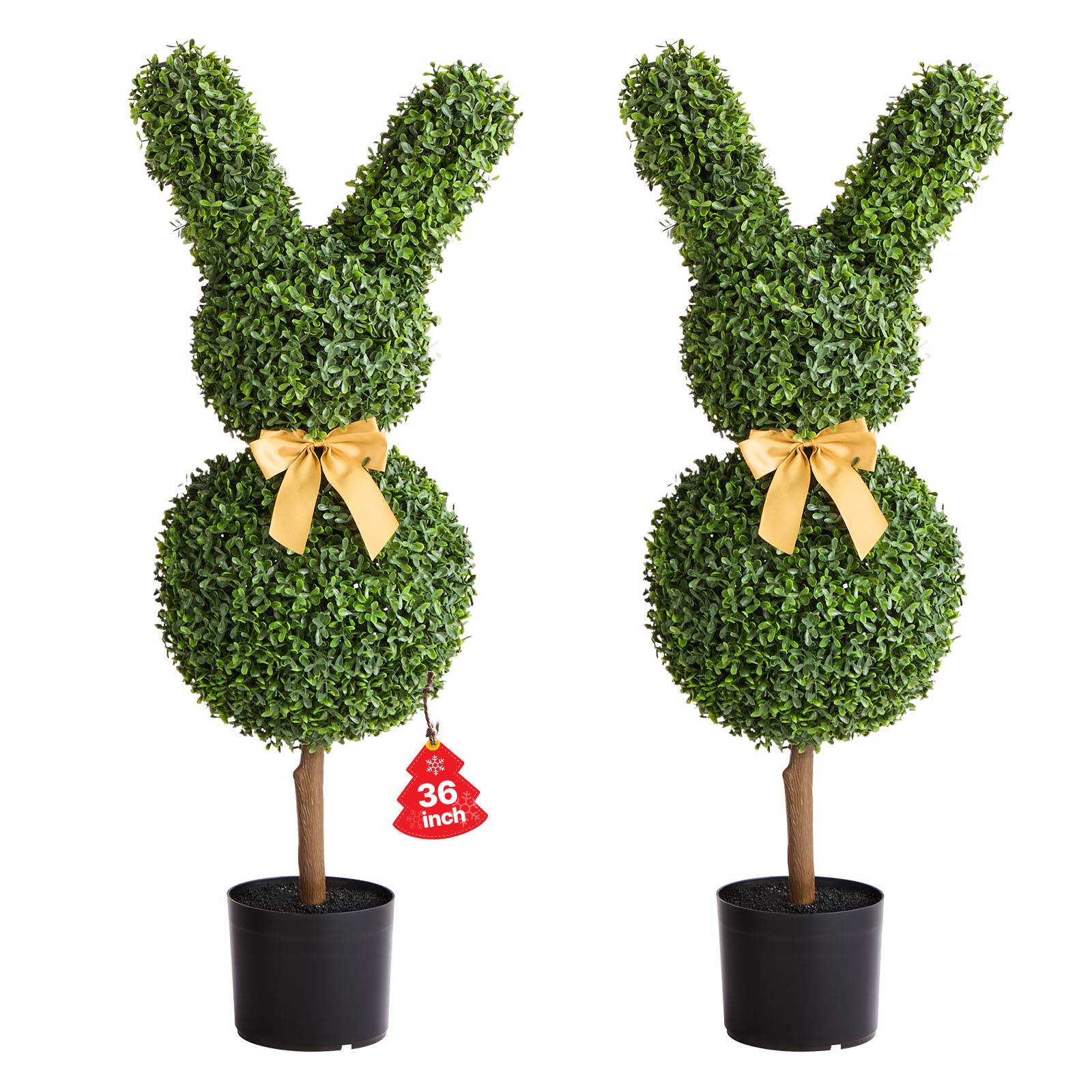 VEVOR Buis Topiaire Artificiel Extérieur Lapin Fausses Plantes Lot de 2 914 mm - Image 1