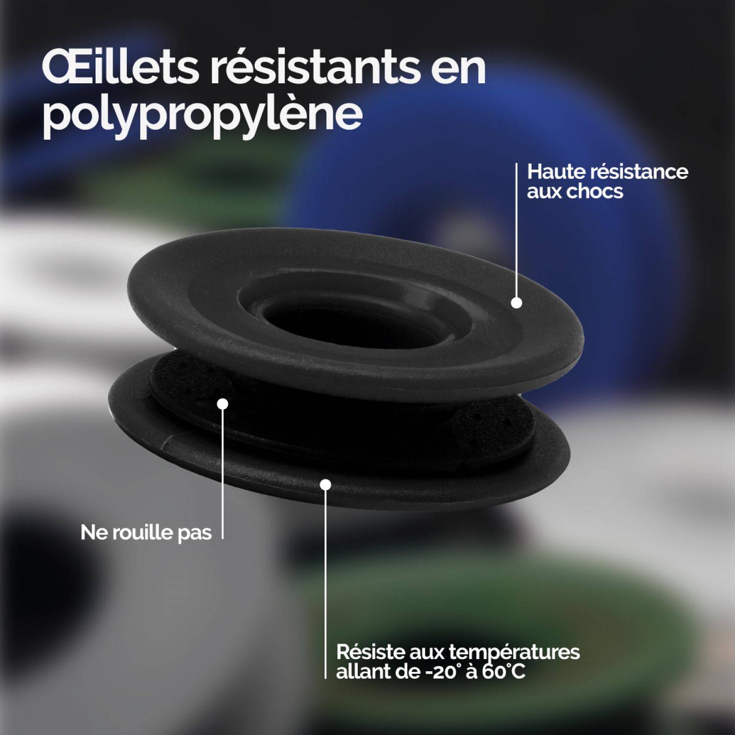 Linxor - Lot de 100 oeillets à clipser pour bâche à bulles ou autres types de bâches  - Noir - Linxor - Imagen 2