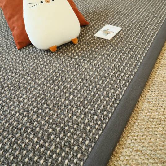 Decoweb - Tapis Laine et sisal - Caloundra grosses boucles gris - Ganse anthracite - 120 x 170 cm - Decoweb - Image 1