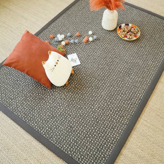 Decoweb - Tapis Laine et sisal - Caloundra grosses boucles gris - Ganse anthracite - 120 x 170 cm - Decoweb - Image 2