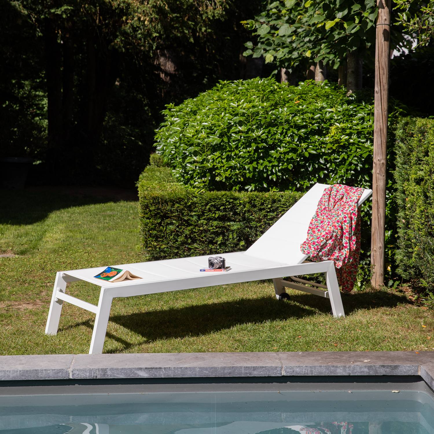 Happy Garden - Bain de soleil BARBADOS en textilène blanc - aluminium blanc - HAPPY GARDEN - Imagen 10