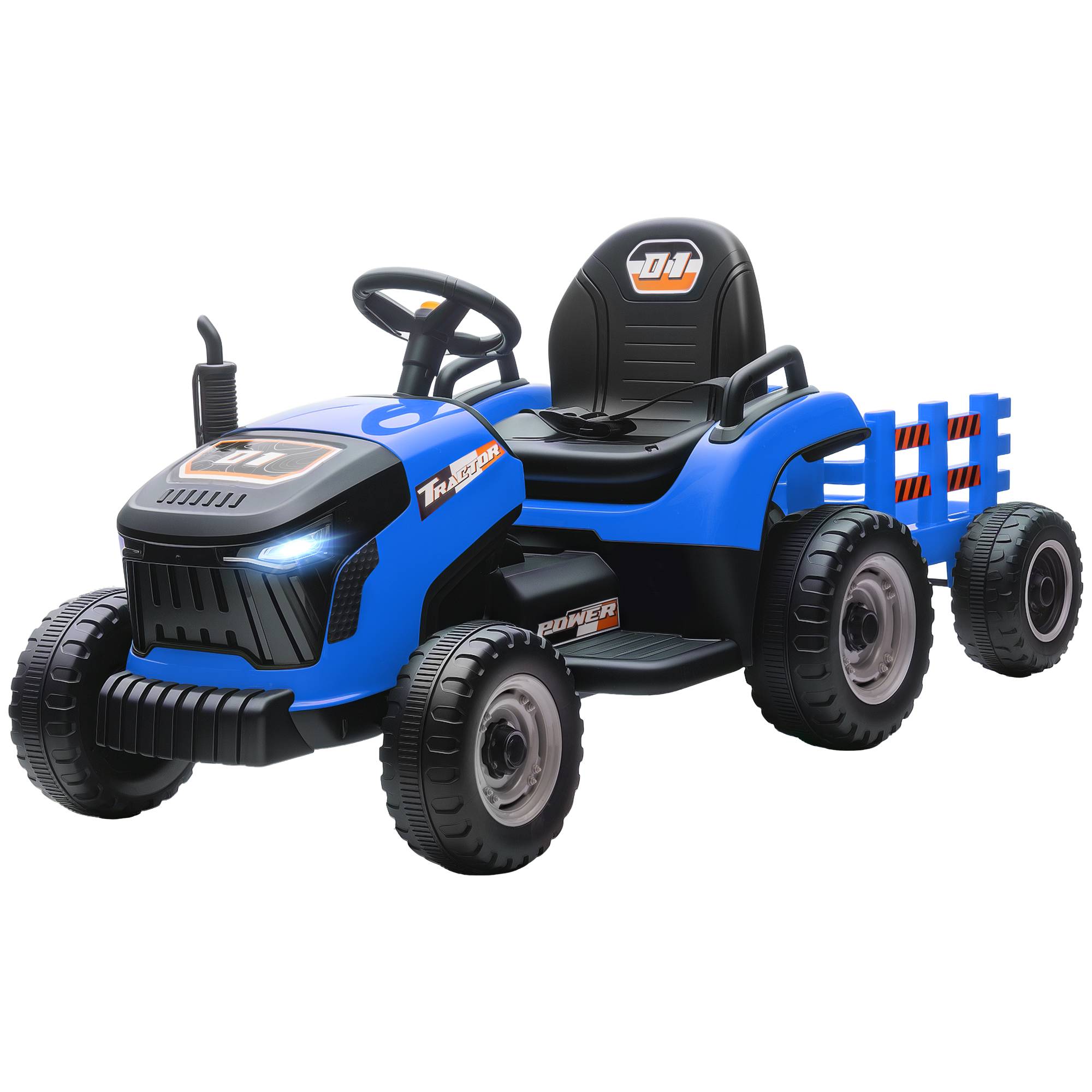 Sans Marque - Tracteur électrique enfants tracteur pédales télécommande démarrage progressif 3-8 ans bleu - Image 2