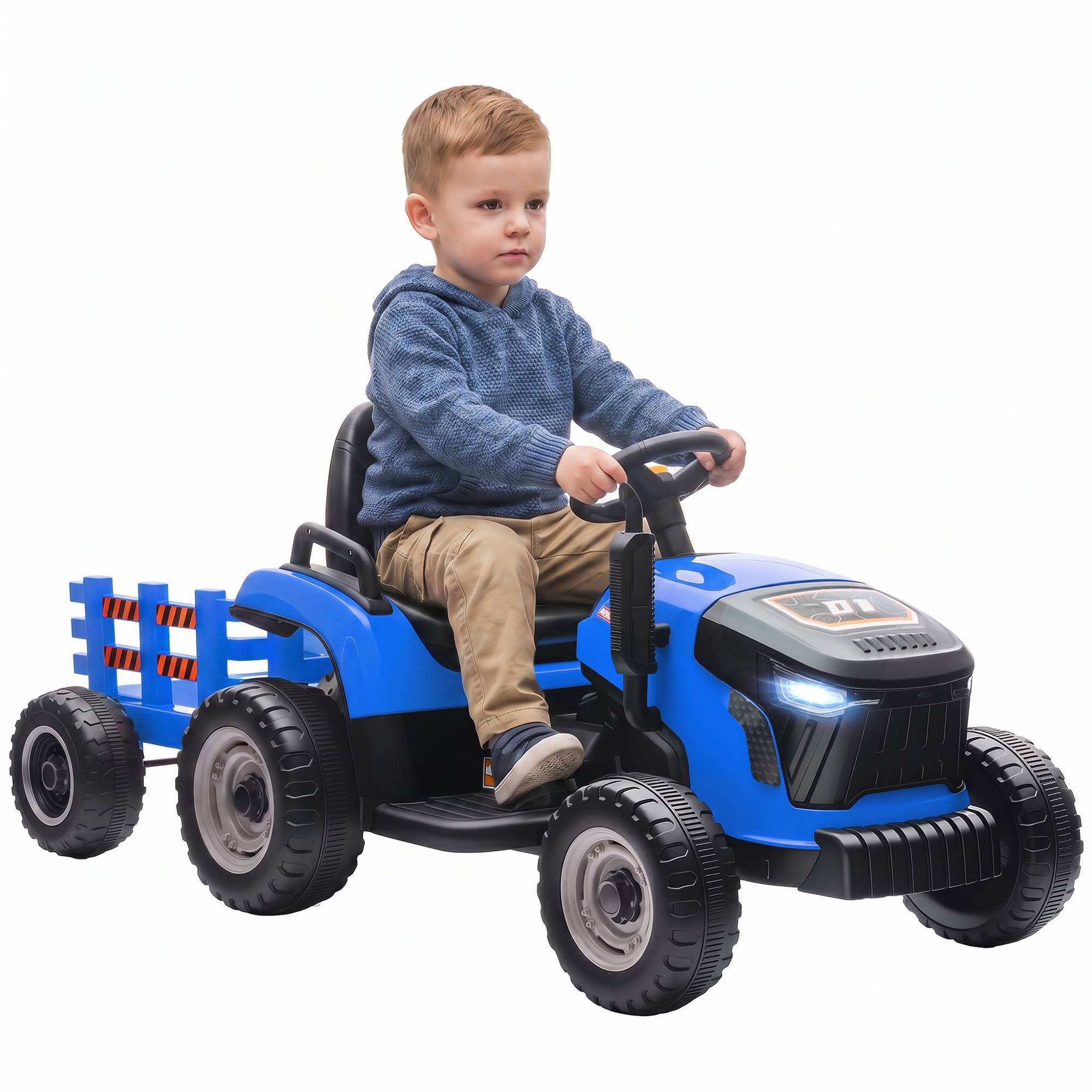 Sans Marque - Tracteur électrique enfants tracteur pédales télécommande démarrage progressif 3-8 ans bleu - Image 1