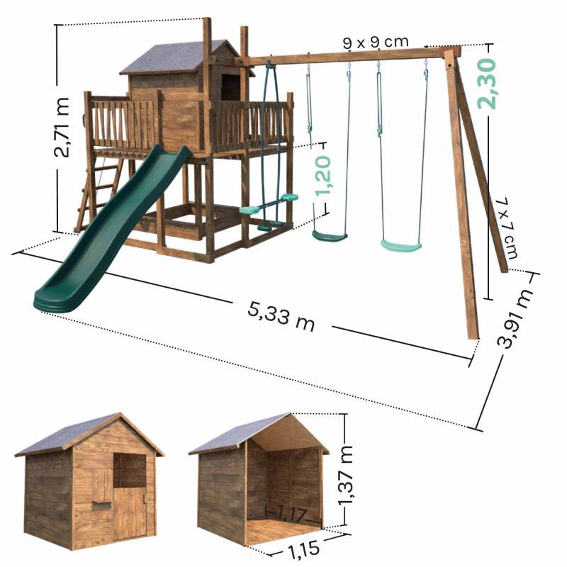 Soulet - Aire de jeux pour enfant maisonnette avec portique - COTTAGE - Image 4