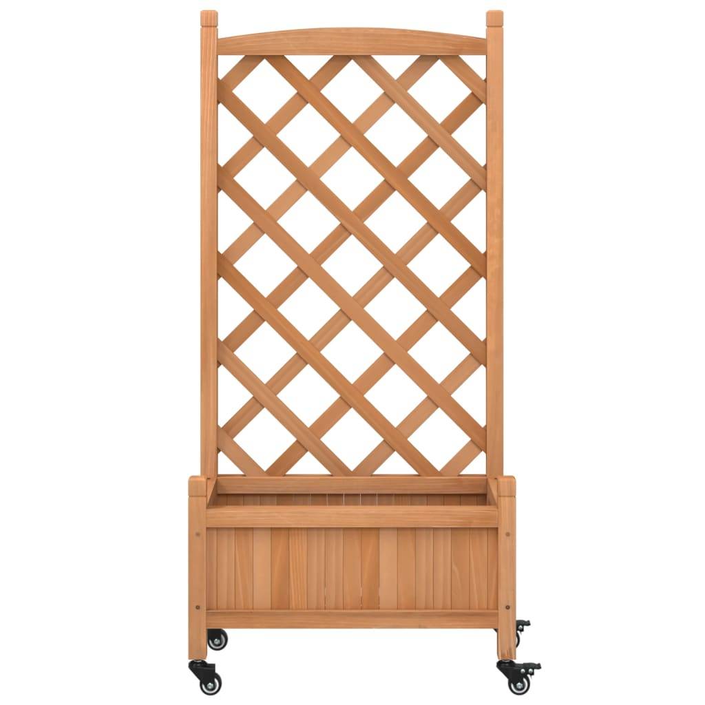 Jardinière avec treillis bois de sapin marron 55 x 29.5 x 117.5 cm - PANGIVO - Image 4