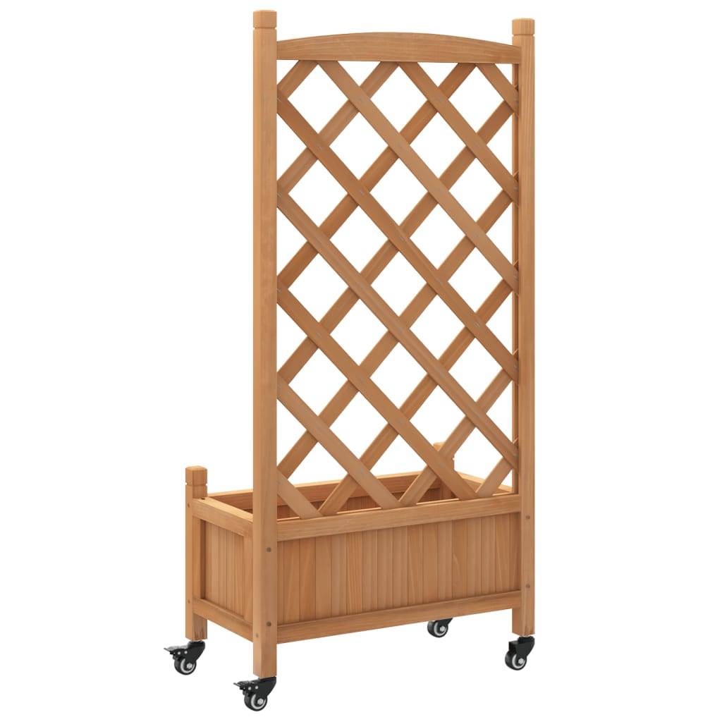 Jardinière avec treillis bois de sapin marron 55 x 29.5 x 117.5 cm - PANGIVO - Image 6