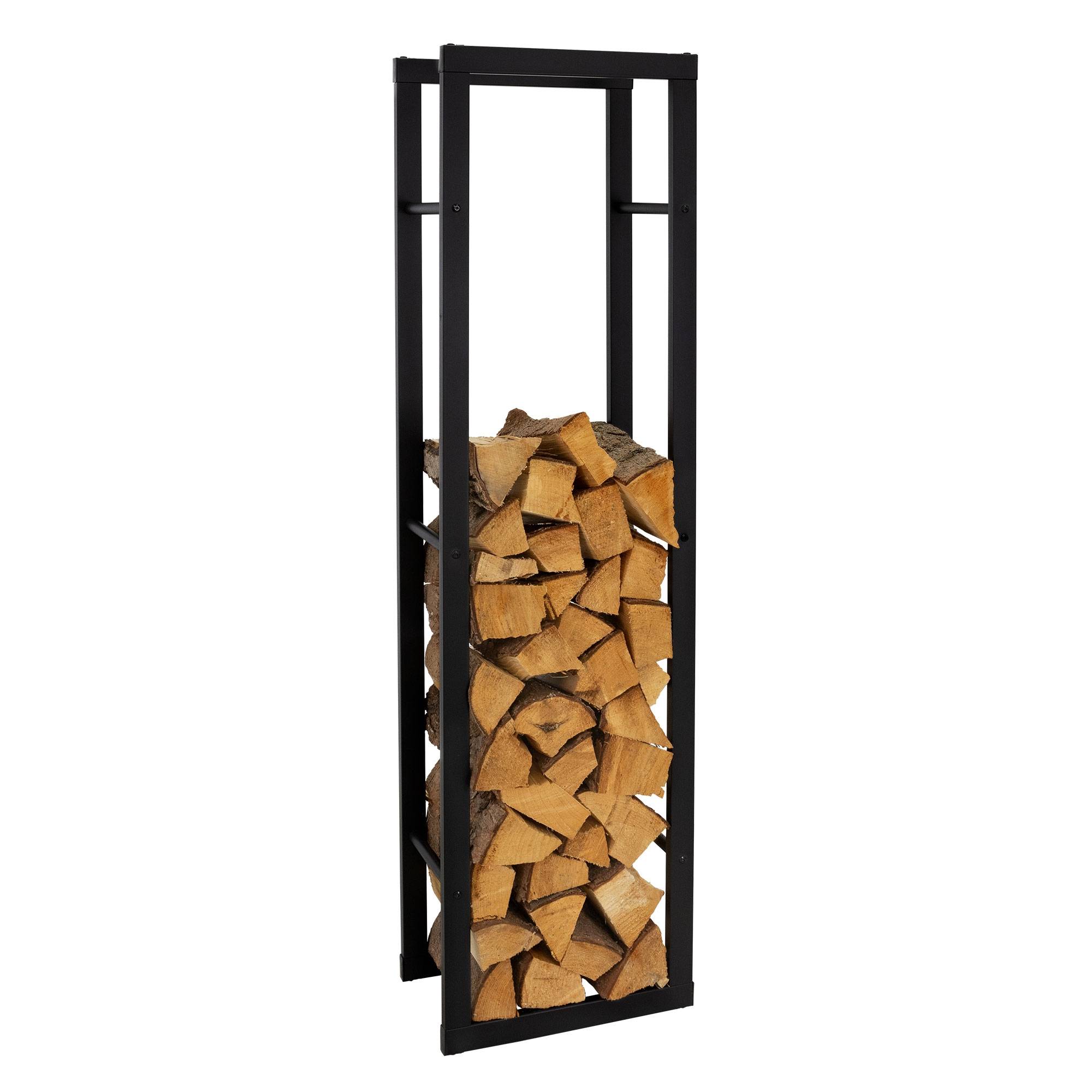 Ml-Design - Étagère à bois de chauffage porte-bûche de cheminée en acier noir 40x25x150 cm - Imagen 1