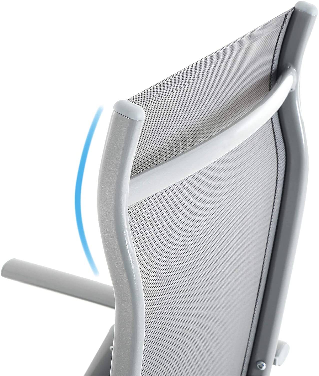 Helloshop26 - Lot de 2 chaises de jardin pliables sièges d'extérieur cadre en aluminium robuste dossier réglable sur 8 positions charge 150 kg gris - Imagen 4