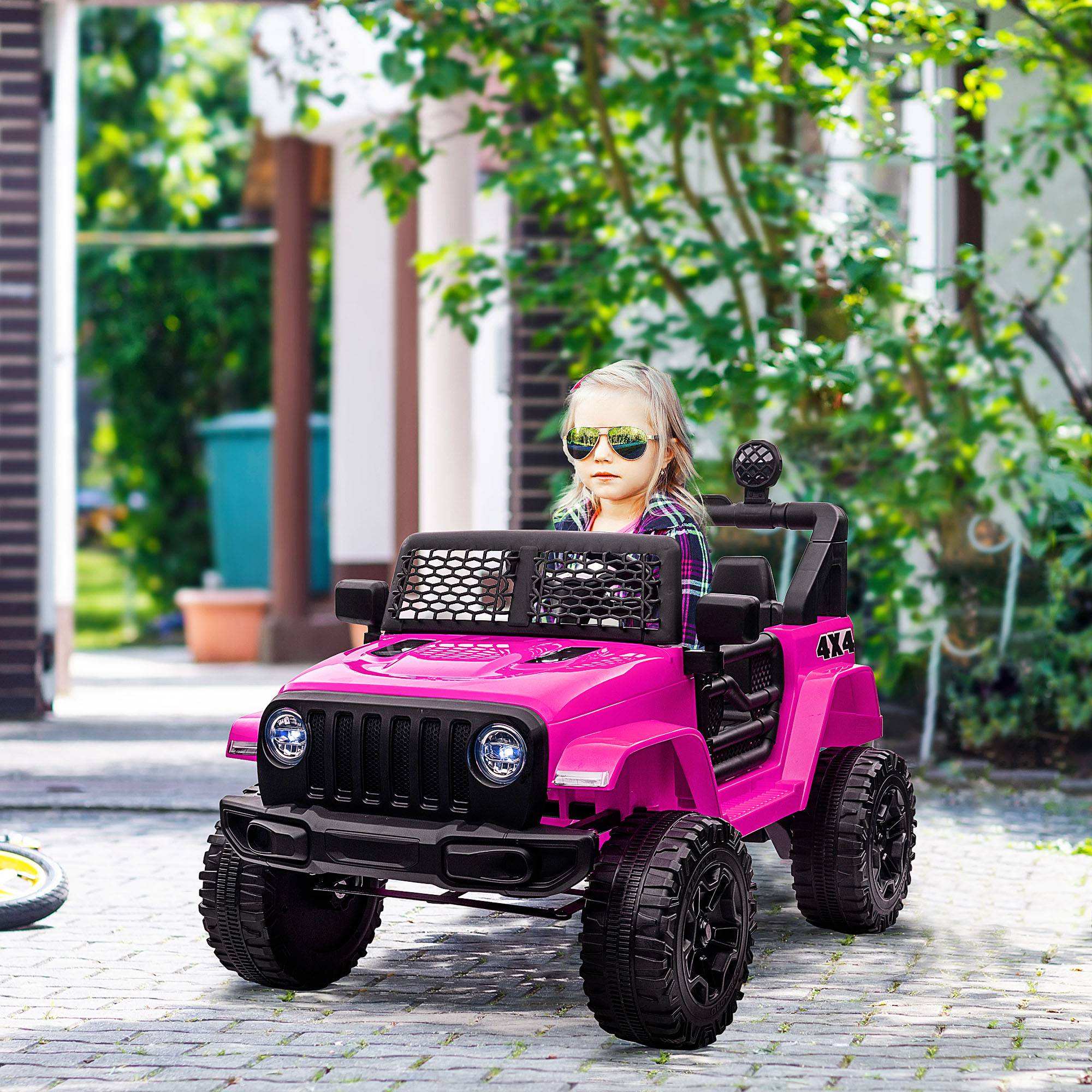 Voiture électrique Enfant Propulsion arrière 12 V 5 Km/h Max. télécommande Effets Lumineux sonores 100x65x72cm Rose - Image 3