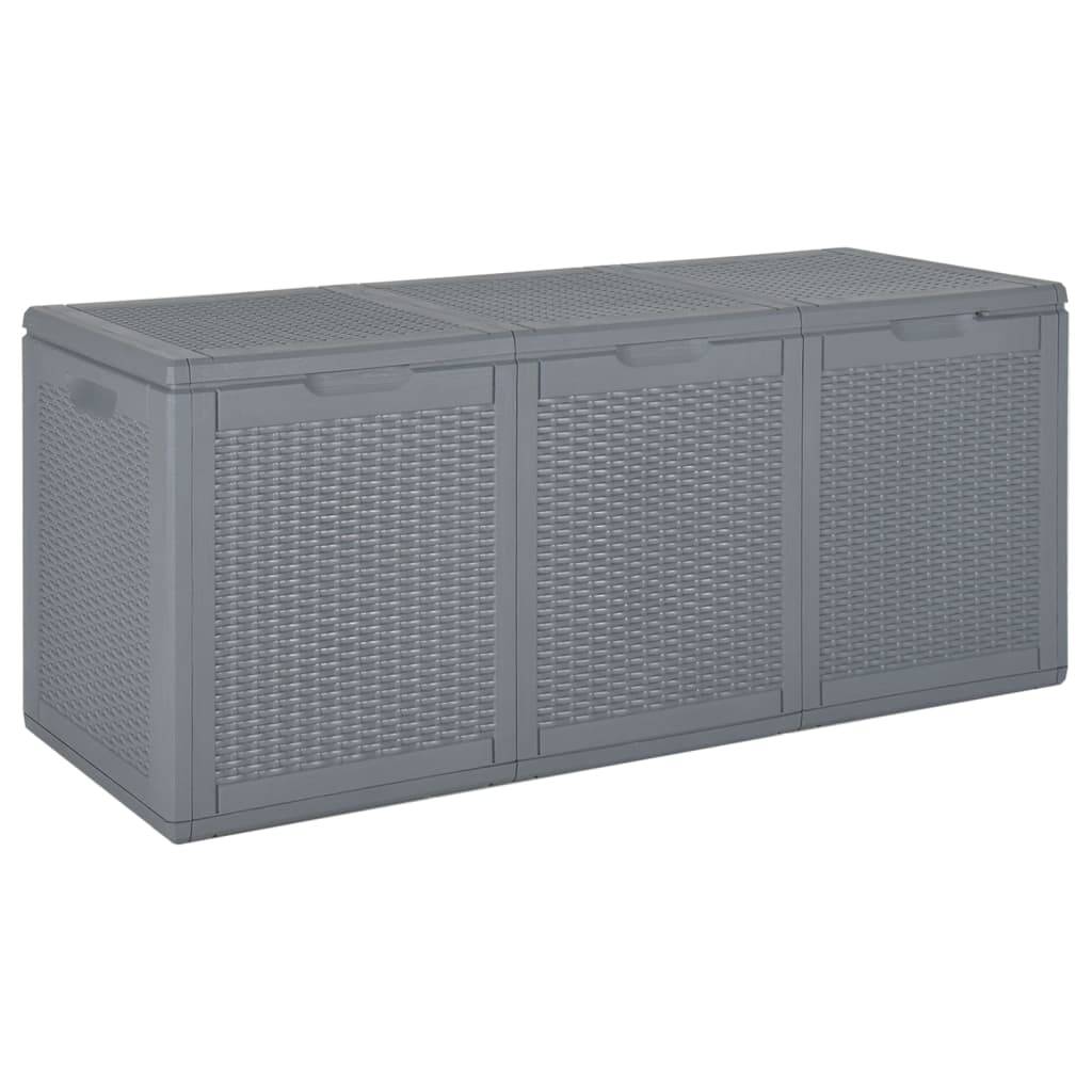 Helloshop26 - Coffre boîte meuble de jardin rangement gris PP rotin 270 litres - Imagen 1
