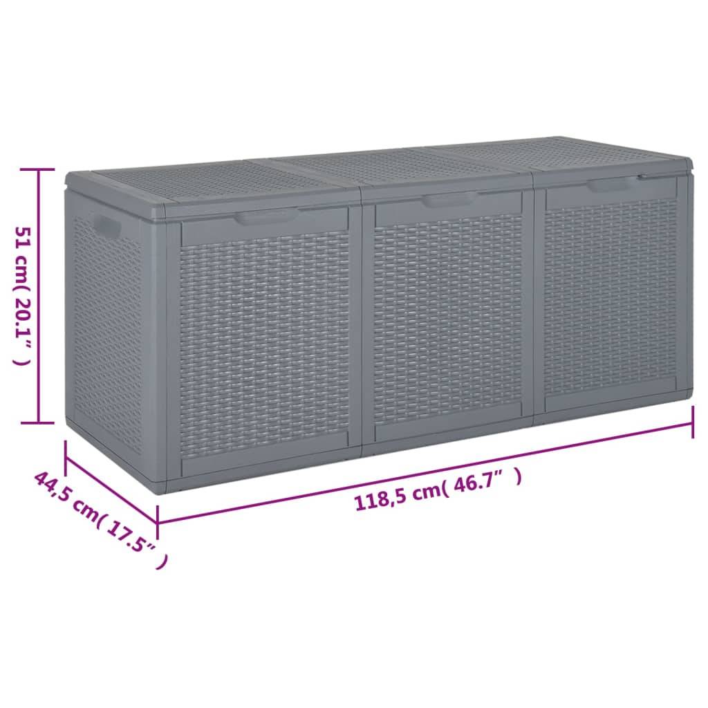 Helloshop26 - Coffre boîte meuble de jardin rangement gris PP rotin 270 litres - Imagen 7