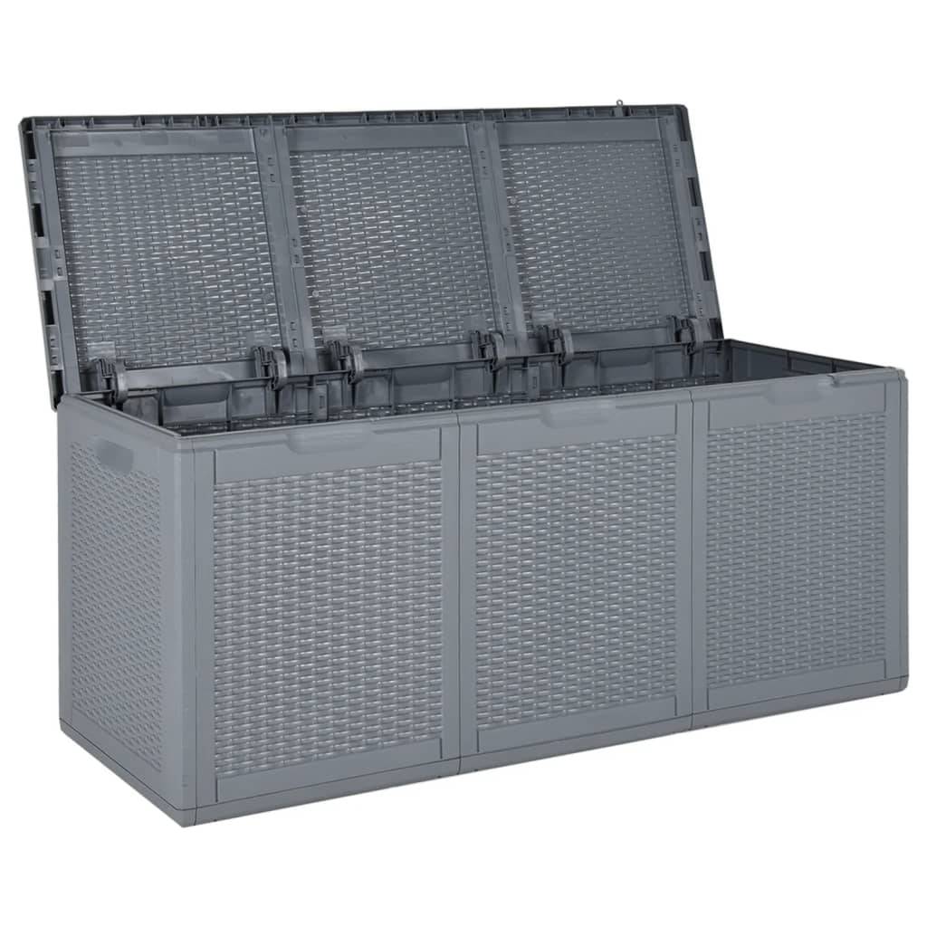 Helloshop26 - Coffre boîte meuble de jardin rangement gris PP rotin 270 litres - Imagen 4