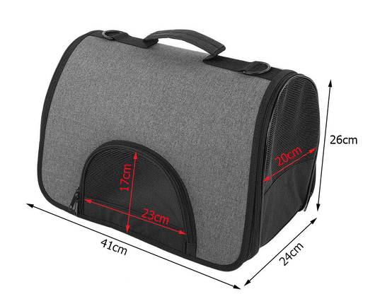 Sac de transport pour animaux de compagnie grand format GRIS ET NOIR - Image 2