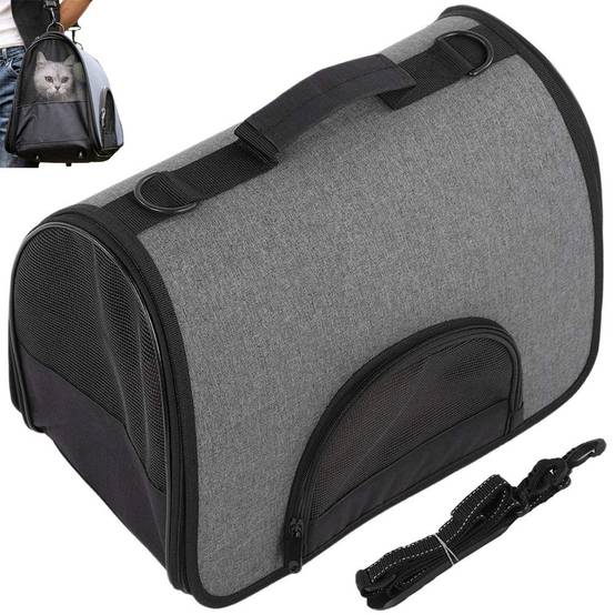 Sac de transport pour animaux de compagnie grand format GRIS ET NOIR - Image 1