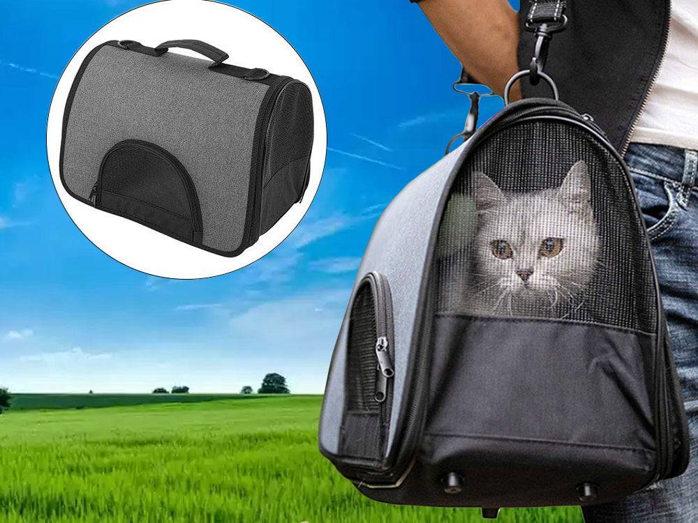 Sac de transport pour animaux de compagnie grand format GRIS ET NOIR - Image 8