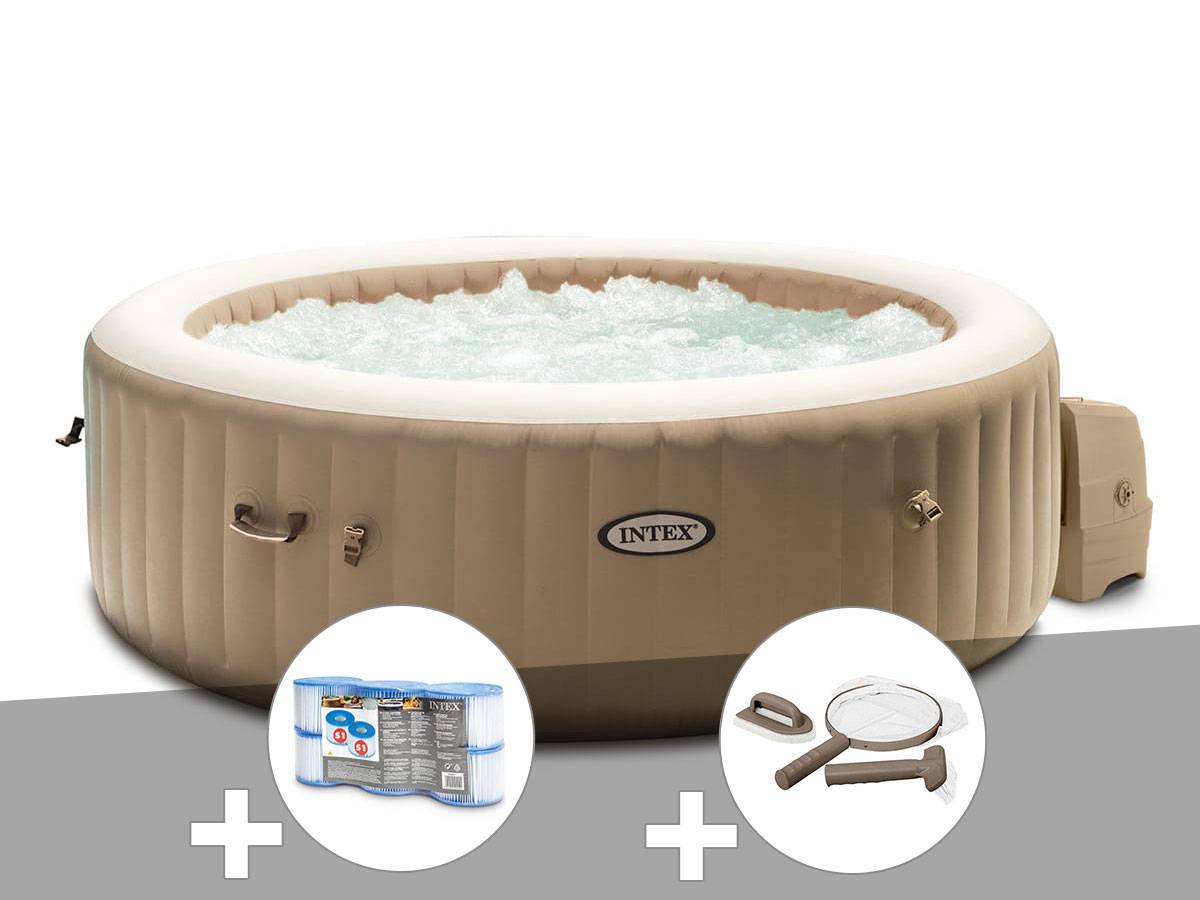 Kit spa gonflable Intex PureSpa Sahara rond Bulles 4 places + 6 filtres + Kit d'entretien - Imagen 1