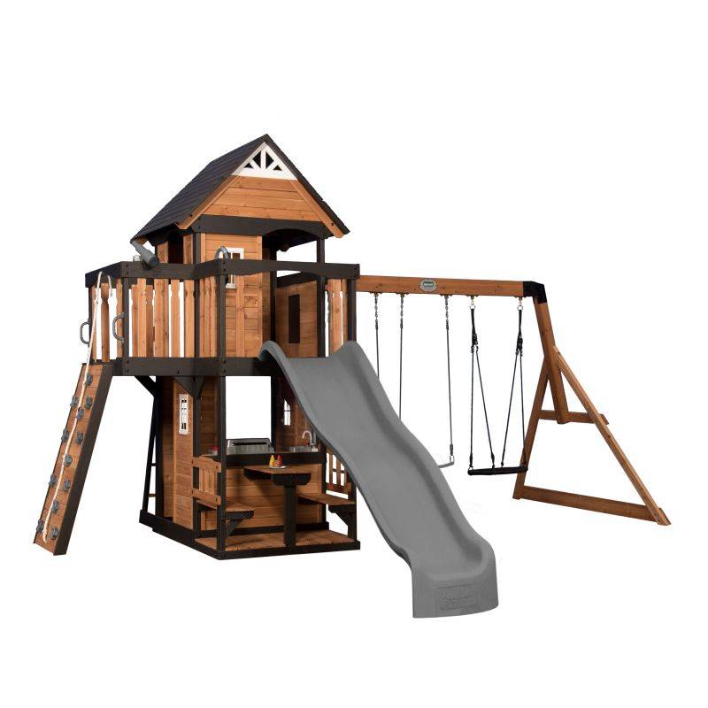 Backyard Discovery - Portique Backyard Discovery Aire de jeux avec balançoire et toboggan - Canyon Creek