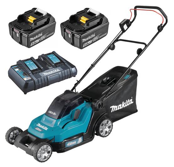 Tondeuse 36V (2X18V LXT) 43 cm - MAKITA - 2 Batteries 18V 5Ah - chargeur double - DLM432PT2 - Image 1