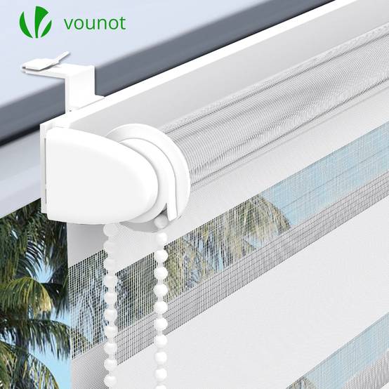 Vounot - Lot de 2 Store enrouleur jour nuit double 90x150cm Blanc - Image 5