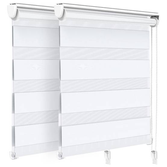 Vounot - Lot de 2 Store enrouleur jour nuit double 90x150cm Blanc - Image 1