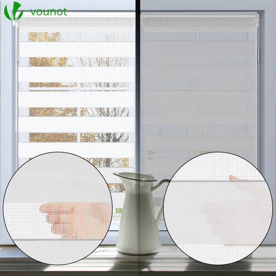 Vounot - Lot de 2 Store enrouleur jour nuit double 90x150cm Blanc - Image 2