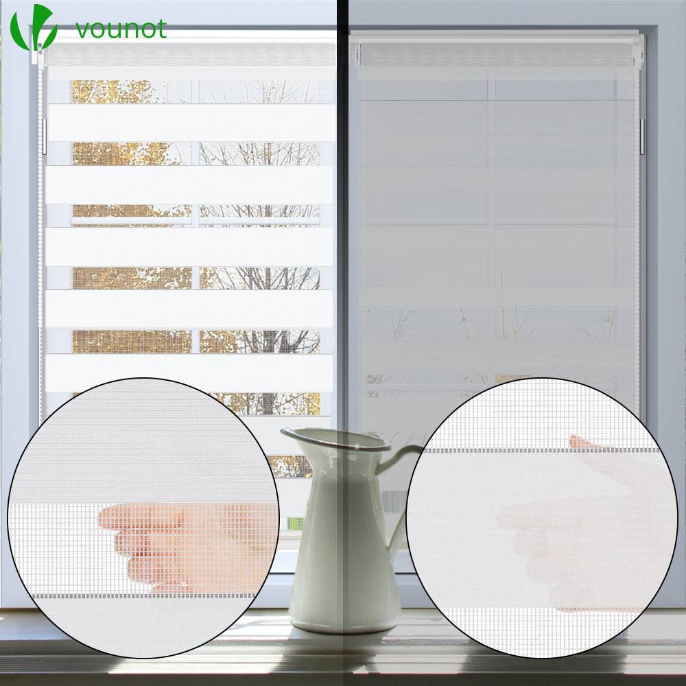 Vounot - Lot de 2 Store enrouleur jour nuit double 90x150cm Blanc - Image 2