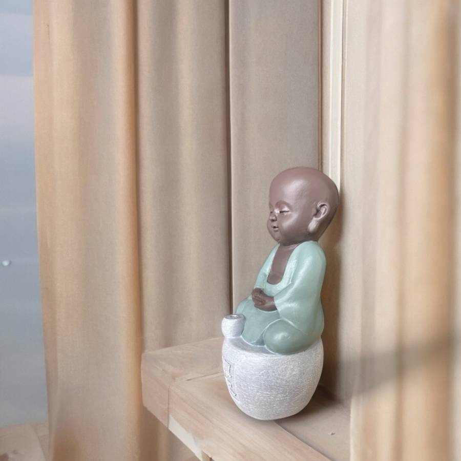 Zen Light - Statue Bouddha Porte-Encens Dhyana-Ambiance harmonieuse-magnifique figurine porte bonheur Calligraphie-H14cm–Zen'Light - Image 5