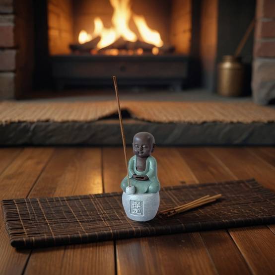 Zen Light - Statue Bouddha Porte-Encens Dhyana-Ambiance harmonieuse-magnifique figurine porte bonheur Calligraphie-H14cm–Zen'Light - Image 7