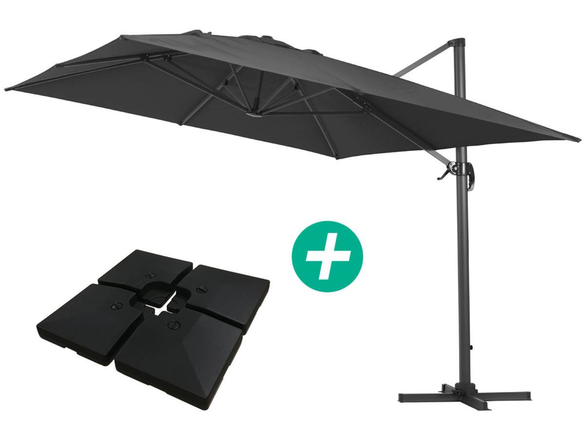 Habitat Et Jardin - Parasol Jardin Déporté Alu "sun 4 " - Rectangle - 3 X 4 M - Noir - Dalles à Lester Incluses -habitat Et Jardin - Imagen 1