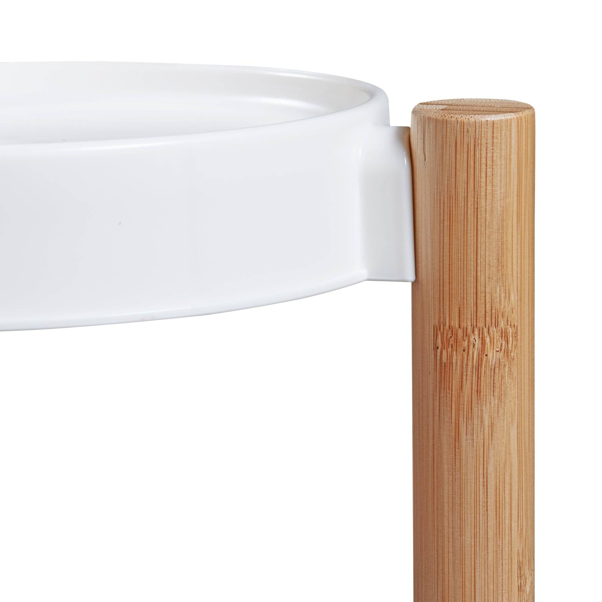 Helloshop26 - Étagère à plantes sastamala à 3 niveaux bambou plastique 78 x 52 x 25 cm naturel blanc - Imagen 4