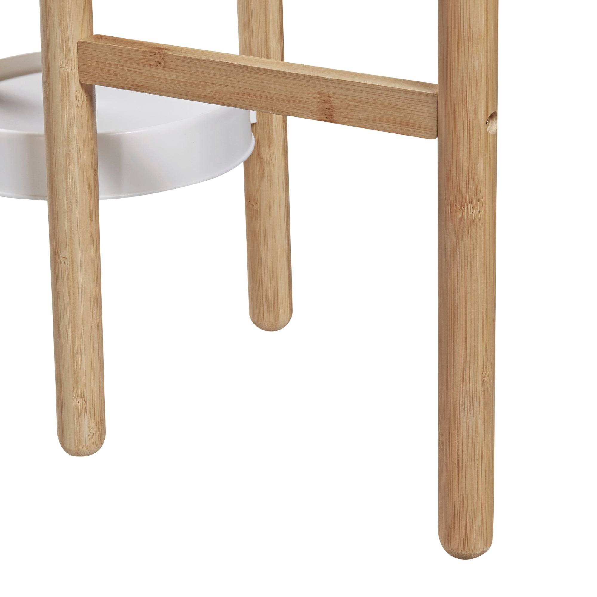 Helloshop26 - Étagère à plantes sastamala à 3 niveaux bambou plastique 78 x 52 x 25 cm naturel blanc - Imagen 5